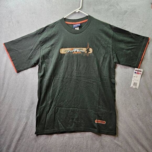 Vtg Jansport Shirt Mens Large Green Orange Elevation Creckneck Short Sleeve Tee - Picture 1 of 9